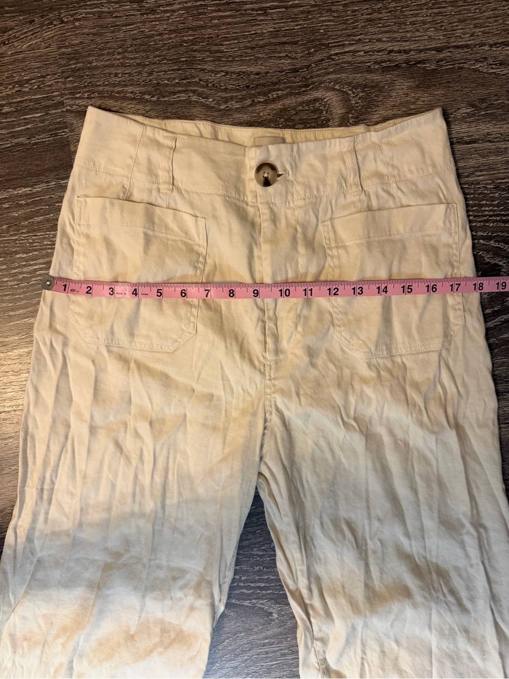Anthropologie Maeve The Colette Linen Full Length Wide Leg Pants Cream - Picture 8 of 10